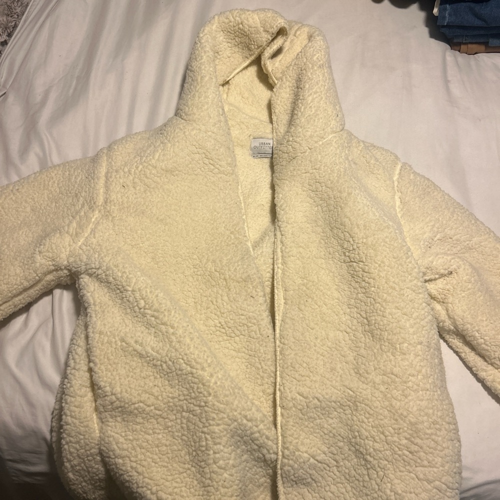 Urban Outfitters Cream Teddy Jacket Plush Fleece